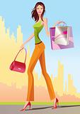 fashion shopping girls with shopping bag