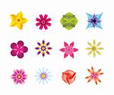 12 abstract flower icons