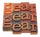 gear - word in letterpress type