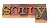 sorry - word in letterpress type