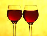 Two wine glass in yellow