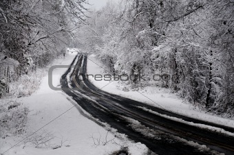 Snow storm on a rural highway