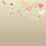 Hearts on pastel background
