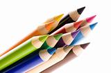 Collection of colorful pens over white background
