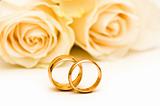 Roses and wedding ring isolated on the white