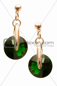 Pair of earrings isolated on the white background