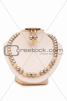 Woman necklace isolated on the white background