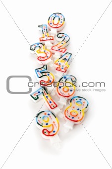 Birthday candles isolated on the white background