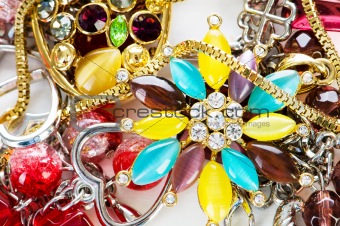 Jewellery arranged at the background