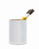 Paint can with brush