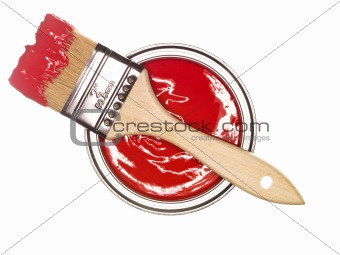 Red Paintcan and brush