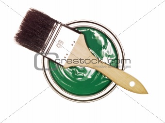  Green Paint can with brush