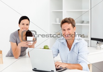 Portrait of a  man working on the laptop 