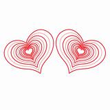 Two abstract red hearts.Vector illustration