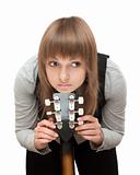 Portrait young girl with guitar