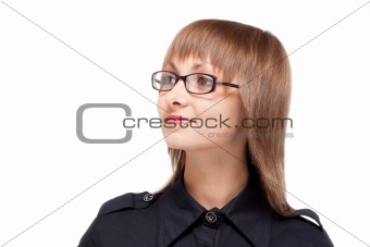 Portrait beautiful girl bespectacled