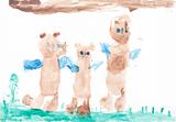 Baby drawing three bears