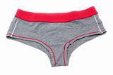 Feminine underclothes, gray panties and red band