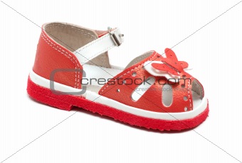 Red leather baby sandal