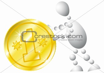 Man with golden coin