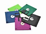 Floppy diskettes on a white background