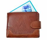 Brown wallet with discount card