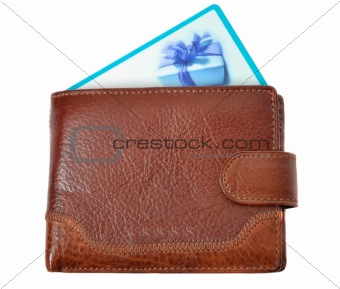 Brown wallet with discount card