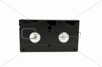 Old VHS cassette on a white background