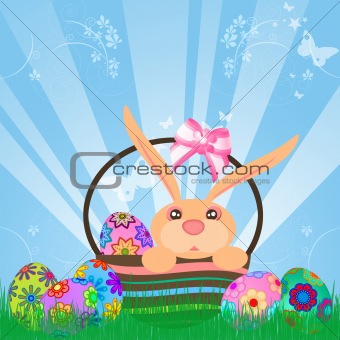 Easter Eggs Bunny Rabbit in Basket