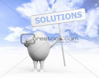 Egg Character Holidng Solutions Sign