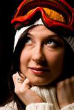 Cute woman with snowboard mask