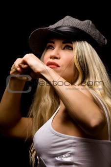 sexy woman posing on black background