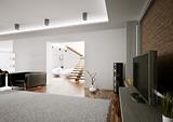 Living room with lcd interior 3d render