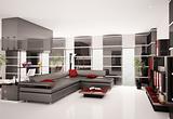 Modern living room interior 3d render