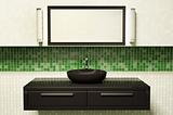Black washbasin mirror and lamps 3d