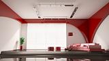 Modern interior with red sofa 3d