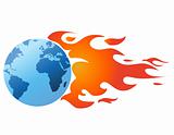 globe with flames vector