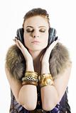 Portrait of young sexy party girl with headphones