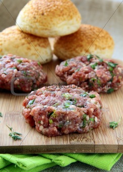raw minced meat for hamburgers