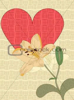 vector heart and lily