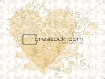vector heart and seamless  floral  background