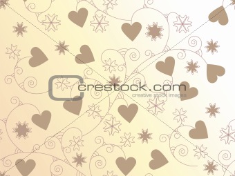 vector seamless background with hearts and floral ornament