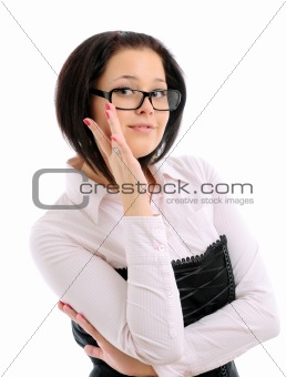 Young woman wearing her glasses