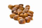Many chestnuts isolated on the white background