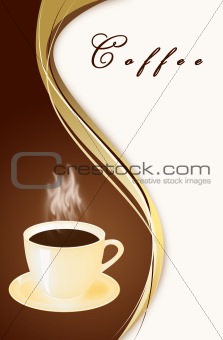 Mug of coffee on an abstract background