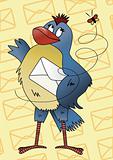 Blue bird with an envelope