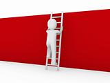 3d human ladder wall red