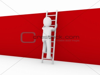 3d human ladder wall red
