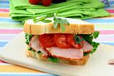 Sandwich with ham and fresh vegetables