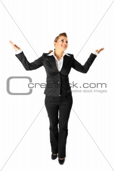 Full length portrait of pleased business woman
